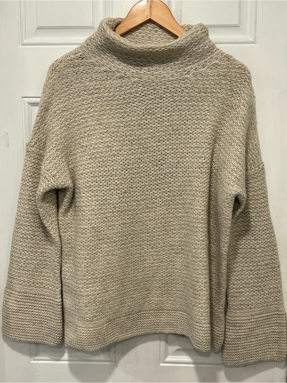 Joie Cream Wool And Yak Blend Knit Mockneck Sweater Slouchy Drop Shoulder M
